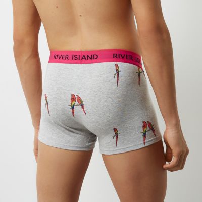 Multi colour parrot print hipster boxers pack